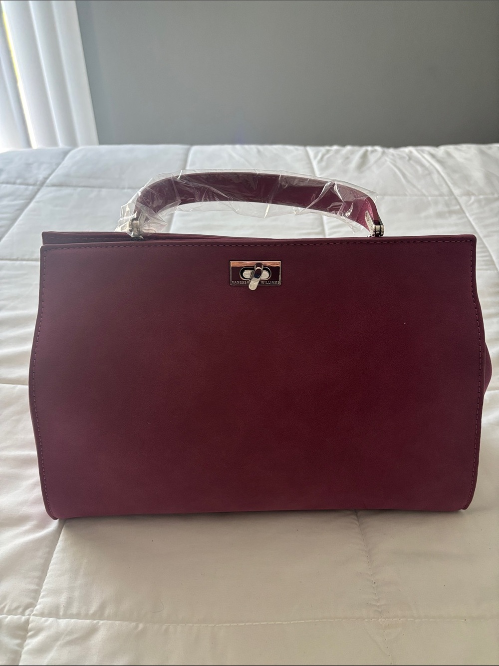 Women's Structured Top-Handle Bag in Deep Burgundy